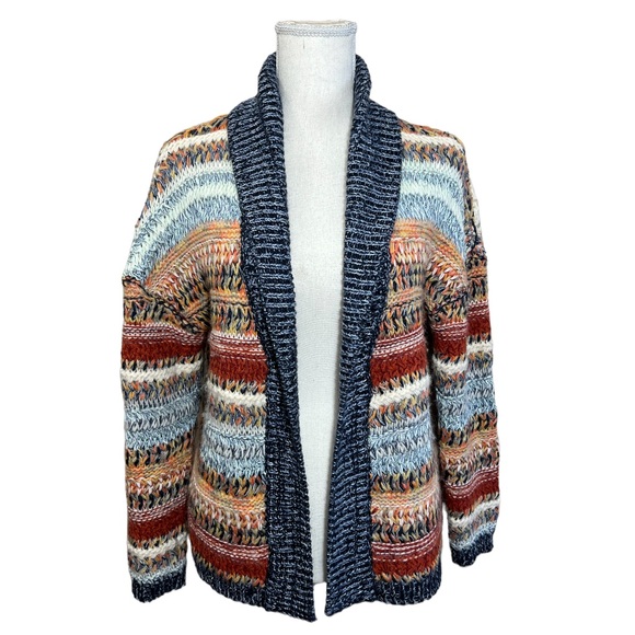 Knitted & Knotted Anthro beautiful multicolor open front sweater cardigan small - Picture 1 of 11
